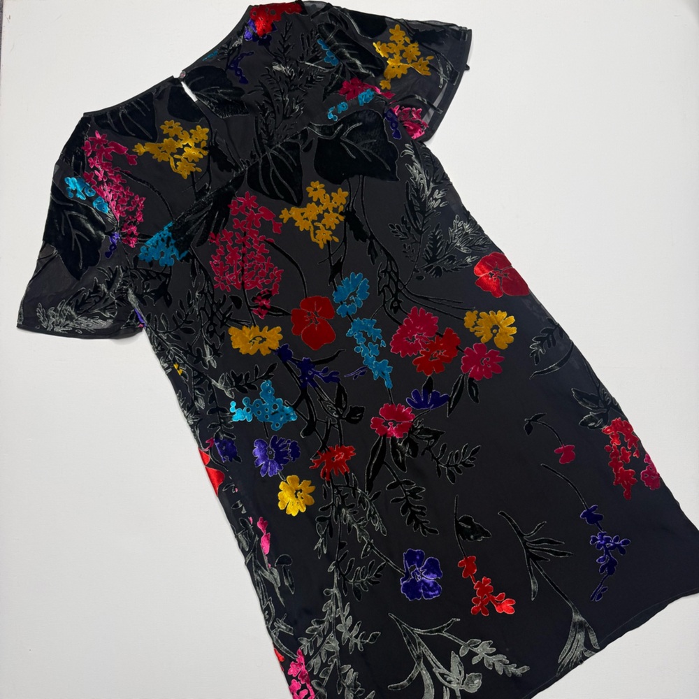 ANTHROPOLOGIE Maeve Alisa Floral Burnout Velvet Tee Dress - Picture 5 of 5